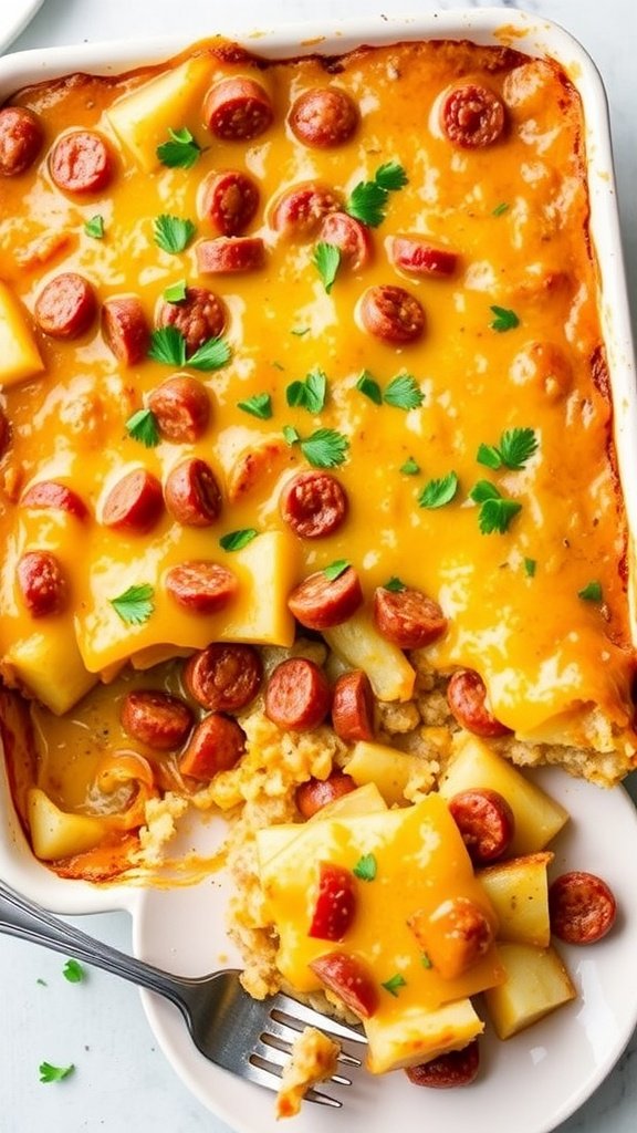 Delicious Cheesy Sausage and Potato Bake