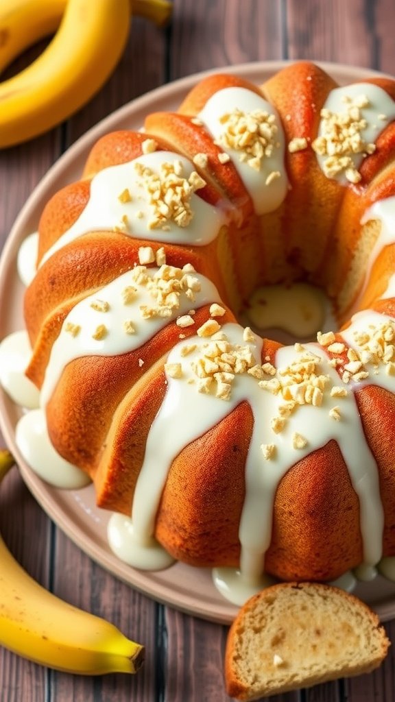 Delicious banana pudding bundt cake