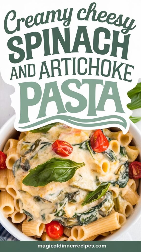 Creamy Cheesy Spinach and Artichoke Pasta