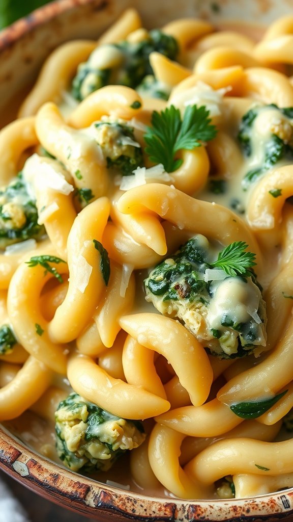 Creamy Cheesy Spinach and Artichoke Pasta