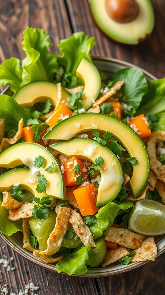 Zesty Mexican Caesar Salad with Avocado and Lime