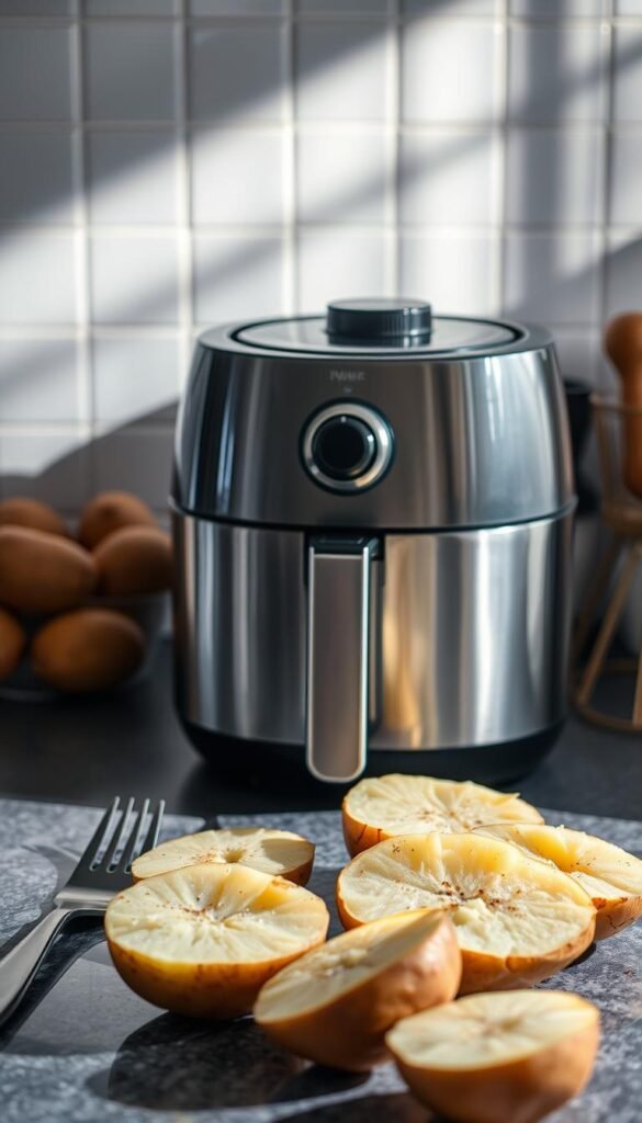 Air Fryer Baked Potato Preparation