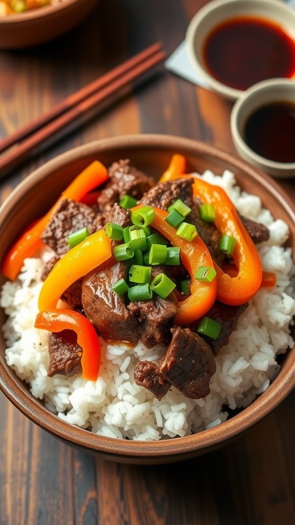 Savory Beef and Pepper Rice Bowl