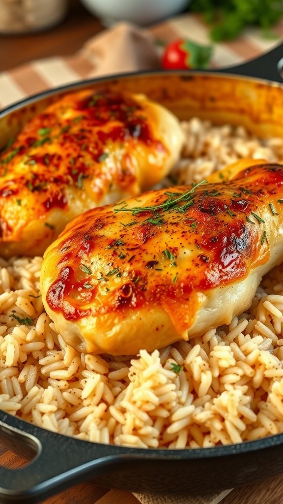 Simple One-Pan Baked Chicken and Rice