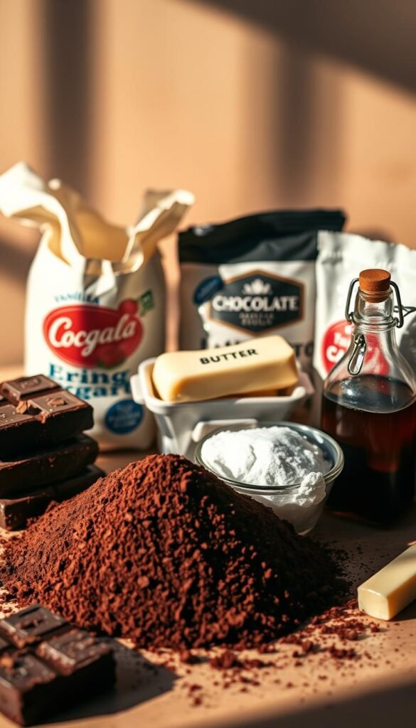 Essential ingredients for brownies Essential ingredients for brownies