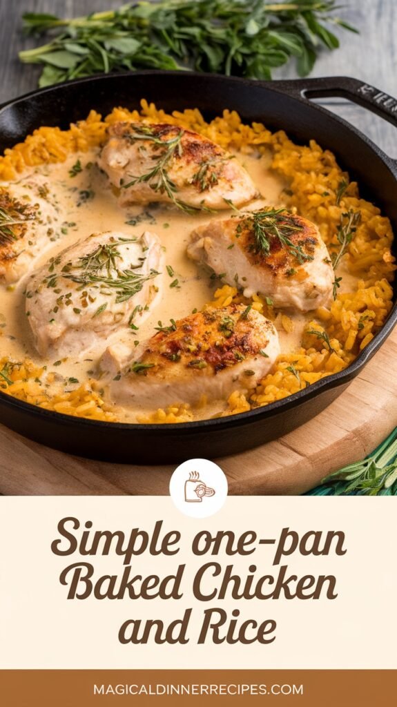 Simple One-Pan Baked Chicken and Rice