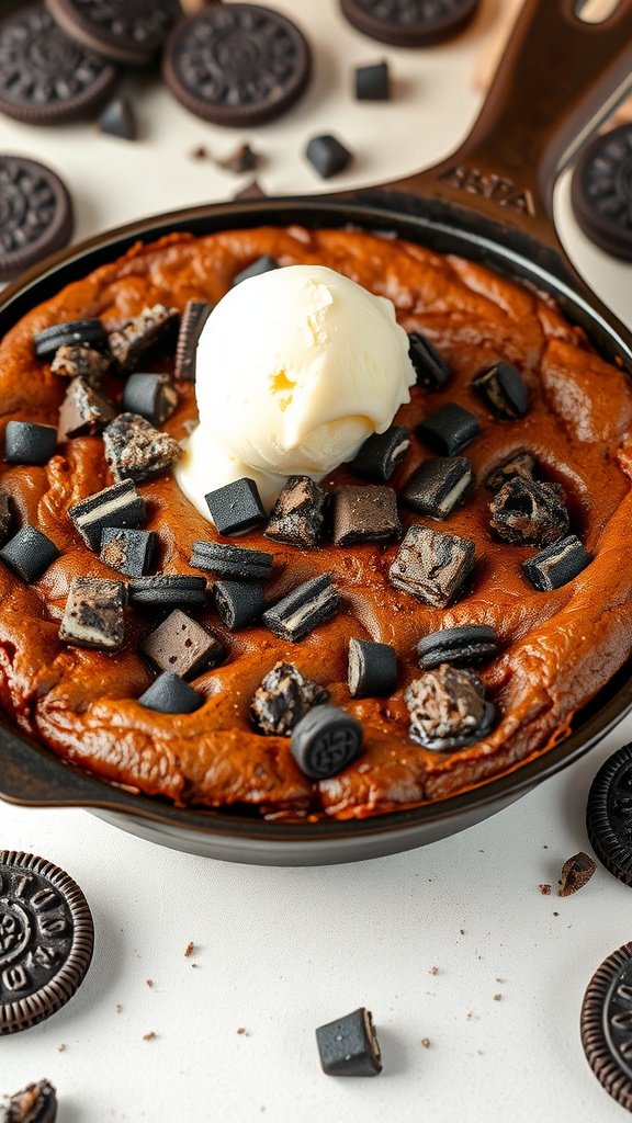 Oreo Skillet Brownies (cast iron skillet brownie)