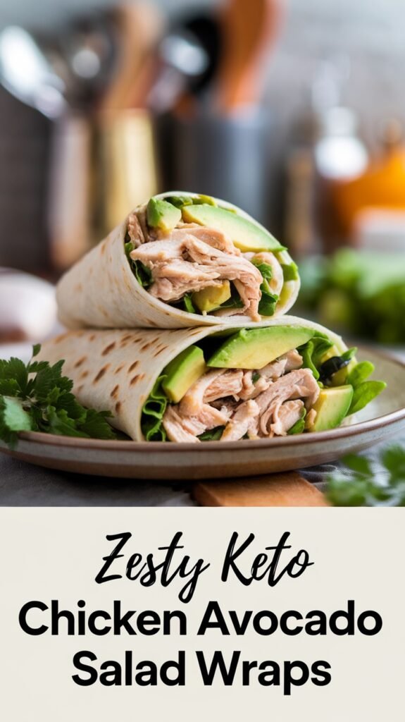 Zesty Keto Chicken Avocado Salad Wraps