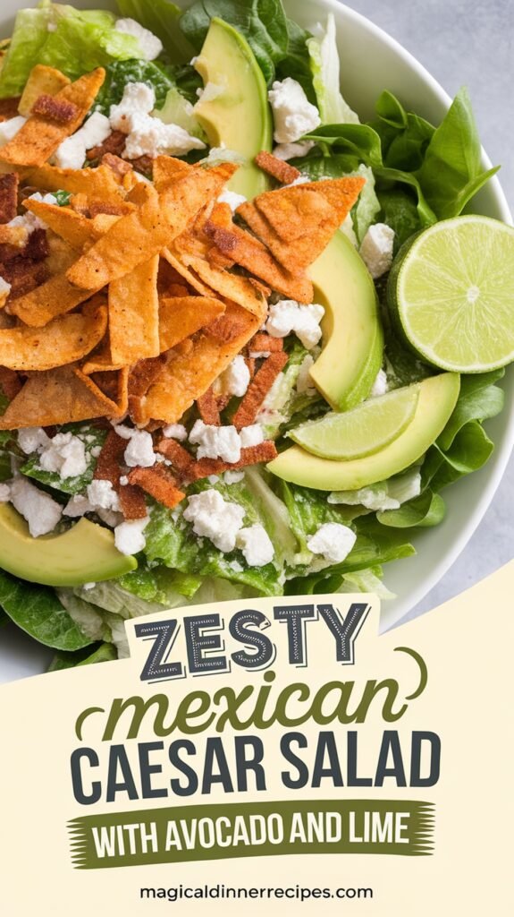 Zesty Mexican Caesar Salad with Avocado and Lime