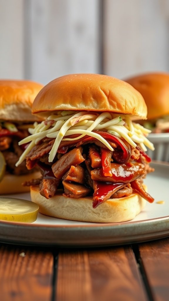 Pulled pork sliders with coleslaw