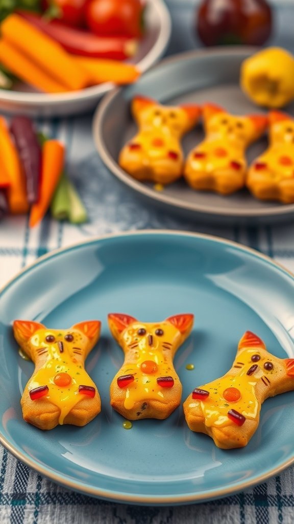 Cheesy veggie bites shaped like fun animals, perfect for kids.