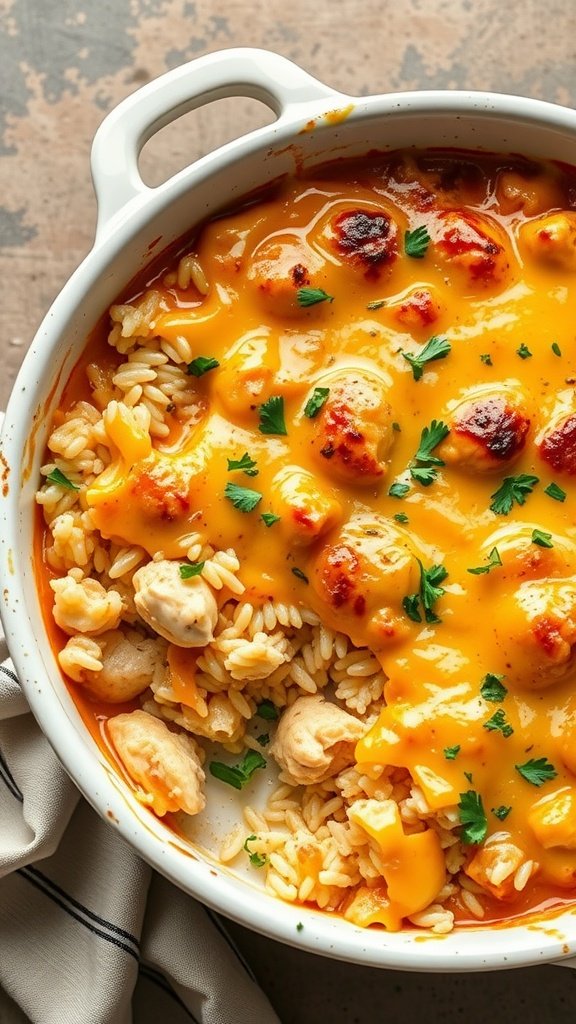 Savory Cheesy Chicken and Rice Bake