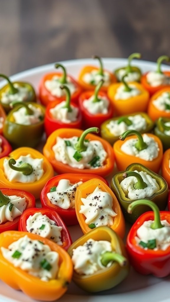 Colorful stuffed mini peppers with creamy filling