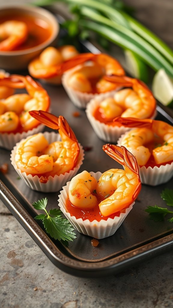 Chili lime shrimp cups with fresh ingredients