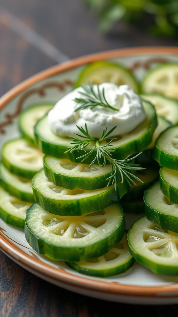 Cucumber Rounds with Cream Cheese and Dill