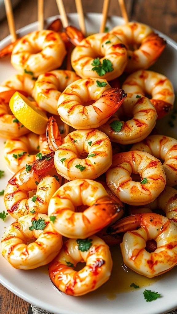 Lemon Herb Grilled Shrimp skewers
