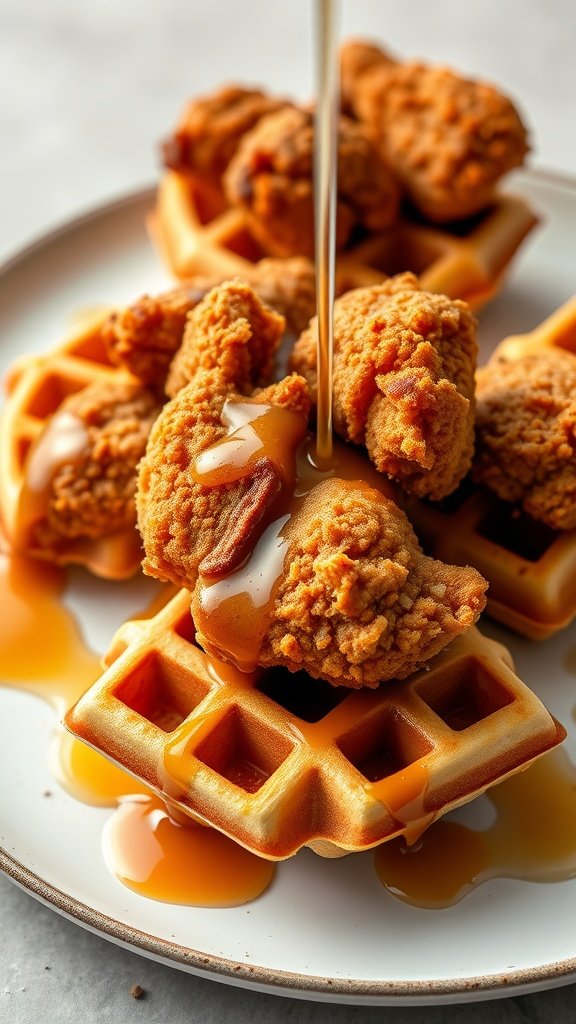 Mini chicken and waffles with syrup