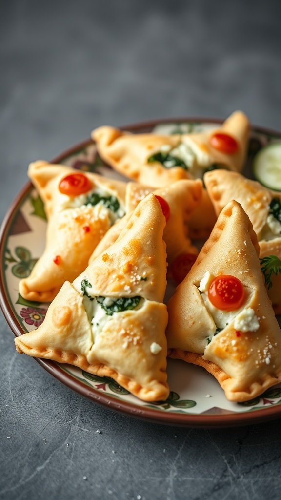 Delicious spanakopita pastries filled with spinach and feta cheese.