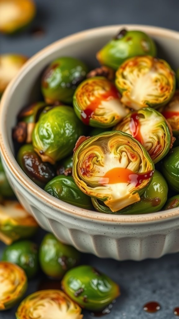 Balsamic Glazed Brussels Sprouts served in a bowl.