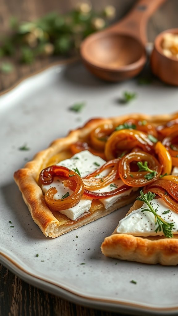 A delicious Caramelized Onion and Goat Cheese Tart.