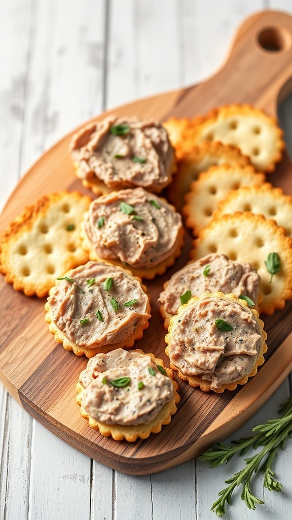 Chicken liver pâté served on crackers