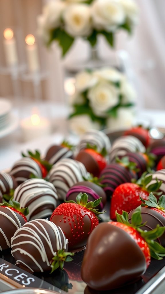 Delicious chocolate-covered strawberries arranged elegantly