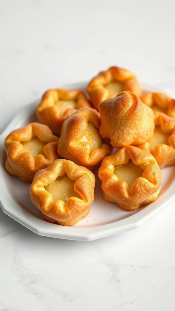 A plate of gougères, light and airy cheese puffs.