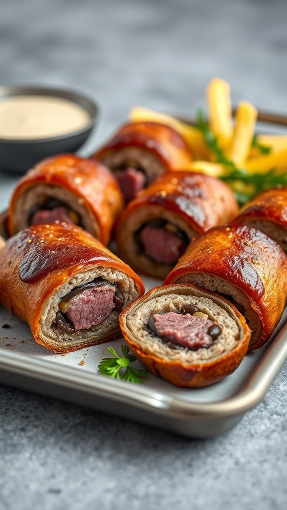 Mini Beef Wellington Bites on a tray