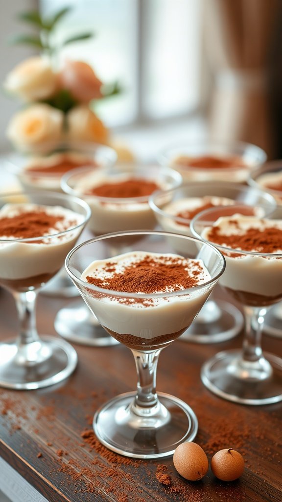 Delicious tiramisu parfaits layered with coffee and cream