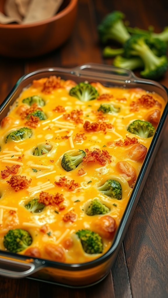 A delicious Cheddar Broccoli Casserole baked to golden perfection.