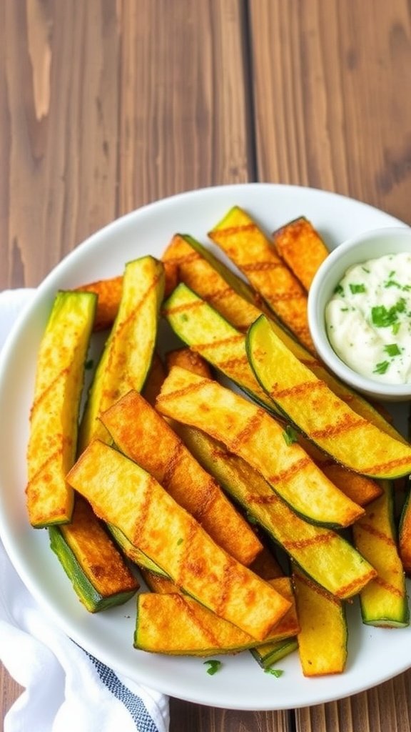 Crispy Air Fryer Zucchini Fries with Herby Feta Dip